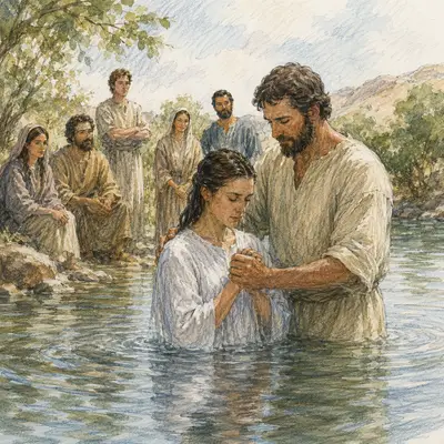 An outdoor believer's baptism