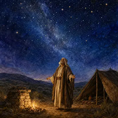 The Book of Genesis: Abraham under the stars receiving Yahweh's covenant promise