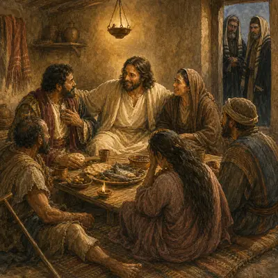 The Gospel of Luke: Jesus eating at table with sinners and outcasts