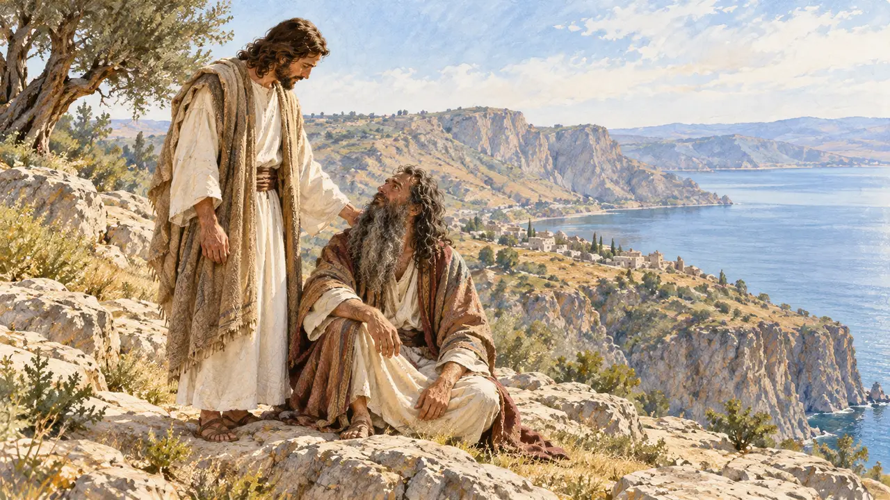 Jesus heals the demon-possessed man