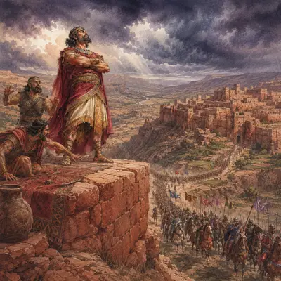 Edom standing proudly while an invading army approaches the mountain stronghold
